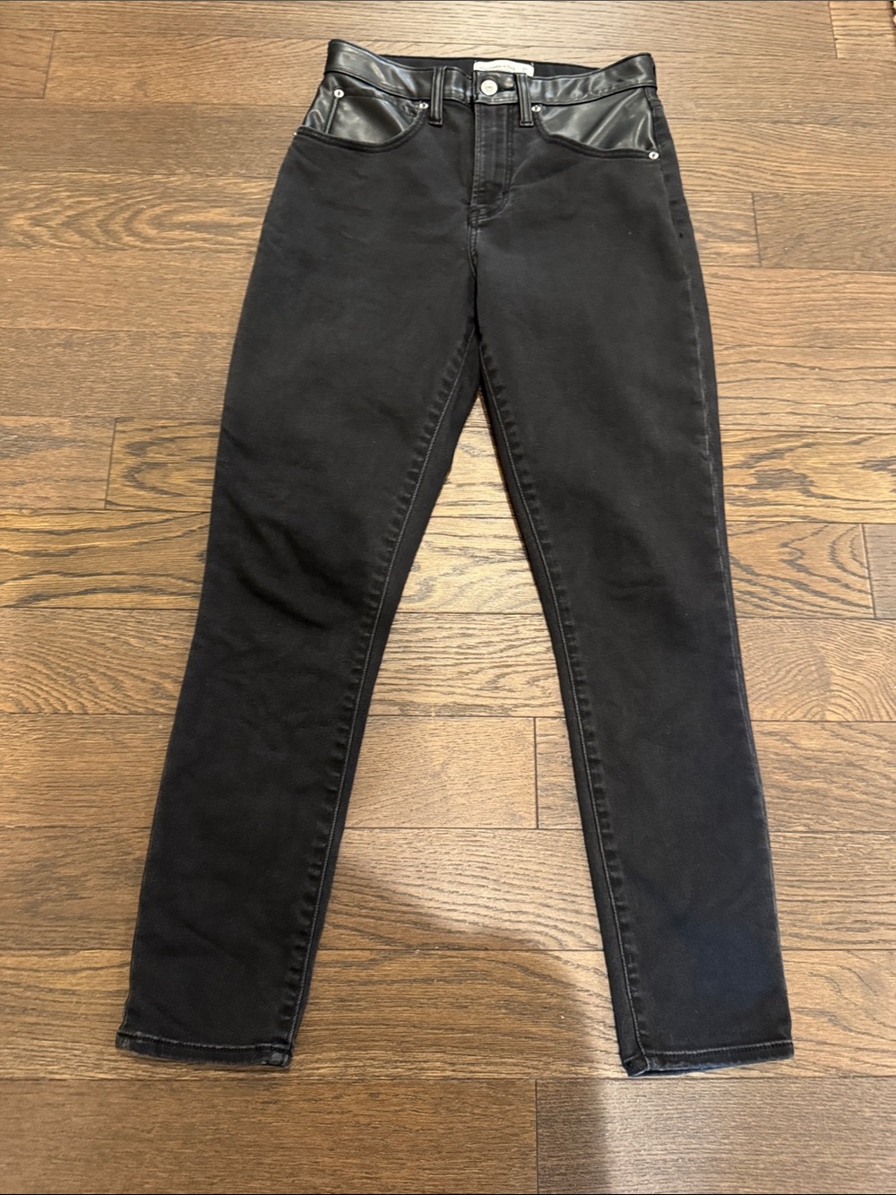 Abercrombie & Fitch Black Skinny Jeans with Faux Leather Trim